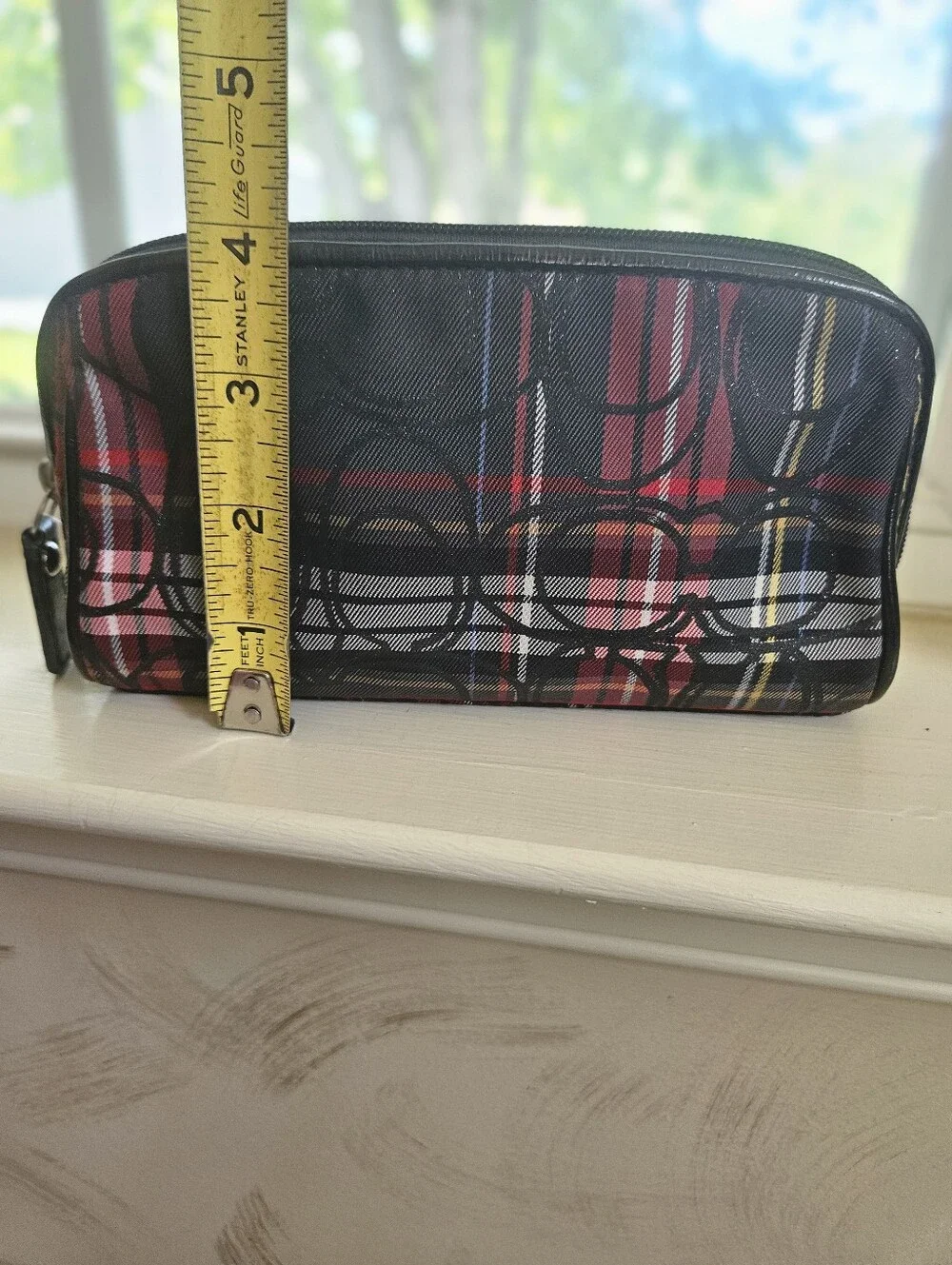 Vintage Coach Poppy Tartan Plaid Cosmetic Bag Red/Black